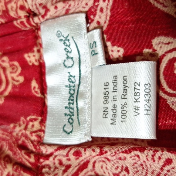 Coldwater Creek Red Multicolor Paisley Boho Bohemian Hippie Tiered Maxi Skirt SP - Picture 9 of 10